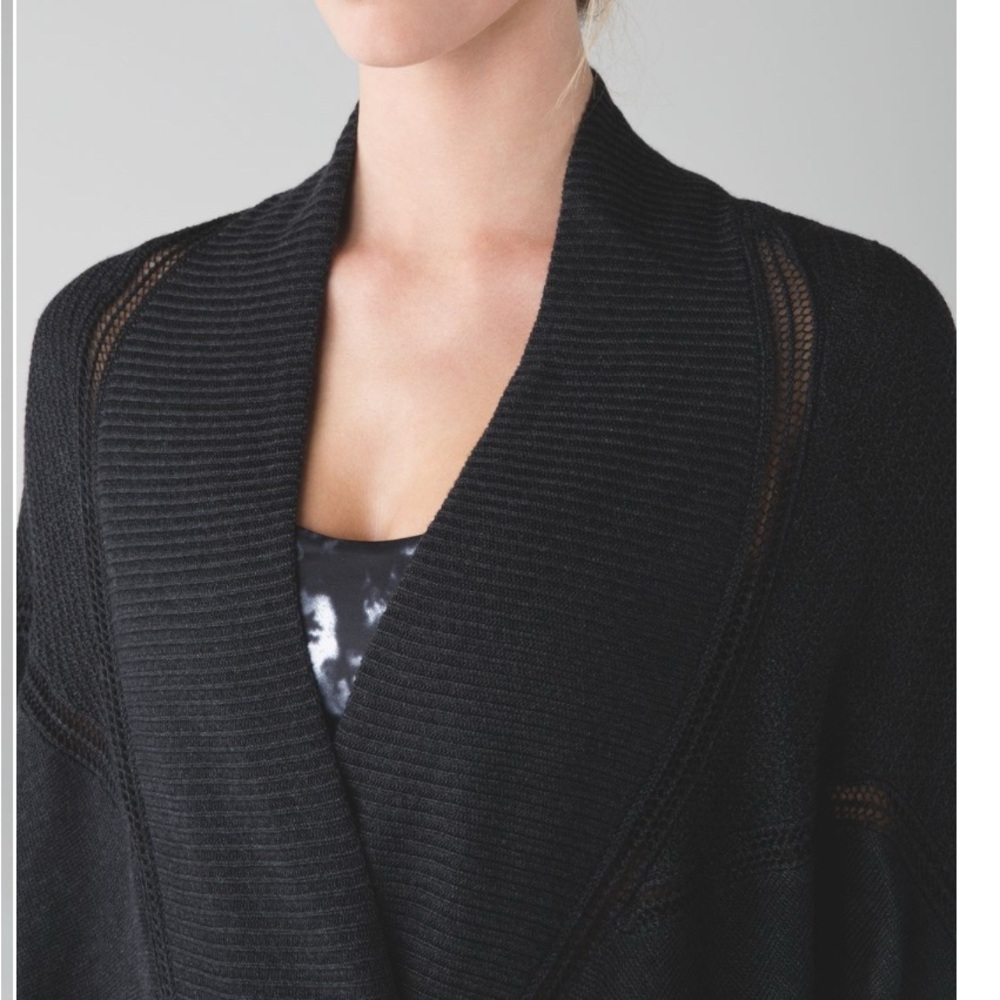 Lululemon Breeze Easy Wrap Sweater Cardigan Heathered‎ Black, size XS/S